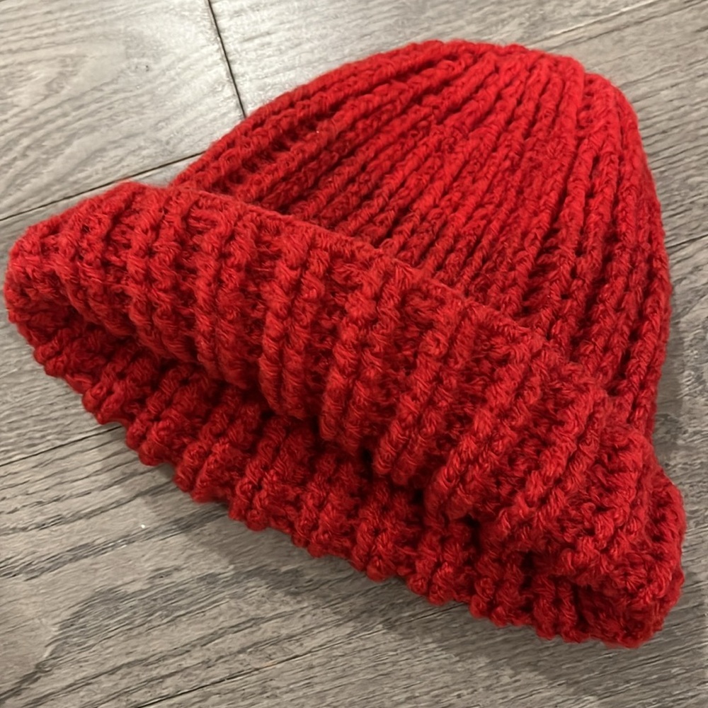 Handcrafted wool winter red hat